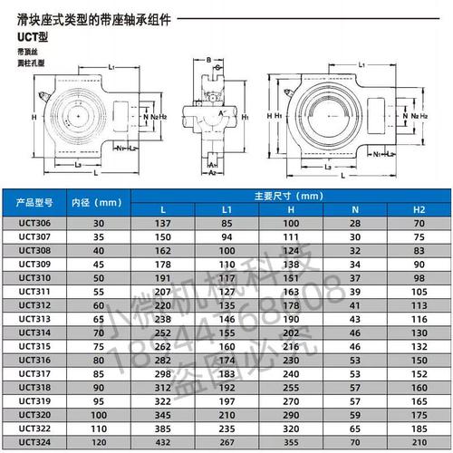 进口带滑块外球面t型轴承座uct306 307 308 309 310 311 312